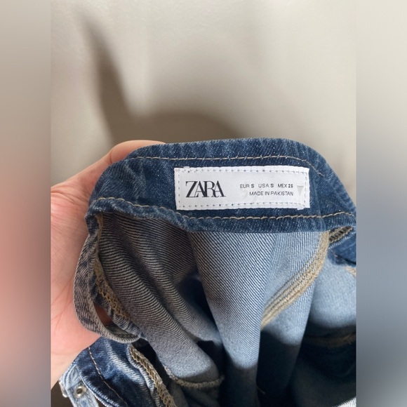 Zara Denim Suspender 100% Cotton Midi Dress - Picture 11 of 12